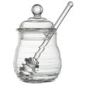 Transparent glass honey jar with lid Honey Jar with Dipper, Clear, 9 Ounces. 