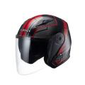 TORQ RED AND BACK OPEN FACE HELMET.