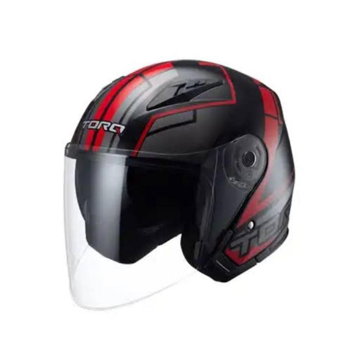 TORQ RED AND BACK OPEN FACE HELMET