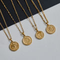 DazGirl Trendy Custom Coin Stainless Steel Jewellery 18K Gold Plated Men Charm Pendant Necklace Jewelry Dragon Necklace.