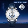 LouisWill Men Watches Gen-uine Leather Casual Fashion Business Watch Men's Fashion Watch Moon Window Watch With Panda Plate Calendar Watch Luminous Waterproof Watch Quartz Watch Belt Watch. 