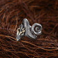 Vintage Charm Horned Snake Ring For Man Woman Aesthetic Punk Viking Myth Snake Dragon Open Ring Cool Trend 2023 New Gift Jewely. 