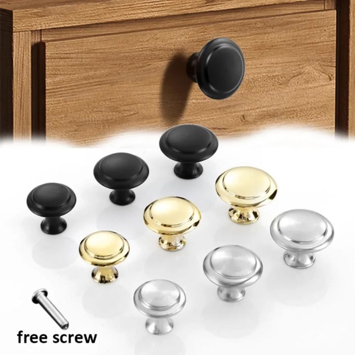 Stainless Steel Single Hole Handle Gold Black Cabinet Door Mushroom Simple Drawer Circular Furniture Knobs