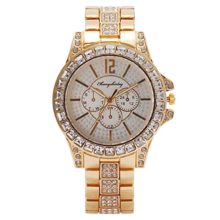 2023%20Foreign%20Trade%20Hot%20Selling%20Women's%20Business%20Gold%20Diamond%20Big%20Rhinestone%20Luxury%20Atmosphere%20Watch%20+%20Bracelet%20Gift%20Box%20Set%20-%20Image%206