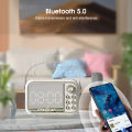 Wiresto Mirror Bluetooth Speaker Wireless Music Player Digital Alarm Clock Multifunction LED Retro Handheld Speaker TF Card AUX. 