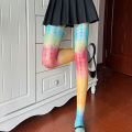 【Wireless】 Tights Women Stockings Pantyhose Rainbow Socks Thin Personalized Stripes Colorful Spring Autumn Gradient Pantyhose Party Socks. 
