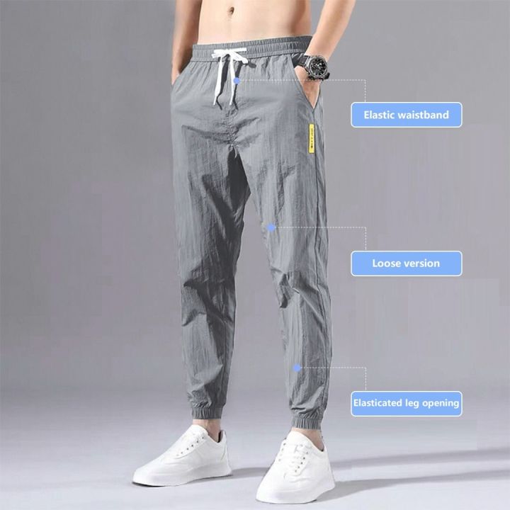 Ice%20Silk%20Pants%20Men's%20Summer%20Thin%20Section%20Trend%20Wild%20Loose%20Casual%20Pants%20Sports%20Pants%20Quick-drying%20Harlan%20Nine-point%20Pants%20-%20Image%207