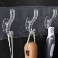 Transparent Plastic Glue Hooks Kitchen Bathroom Hooks Nail-free Wall Hanger. 