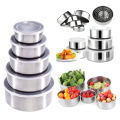 Stainless Steel Food Box 5 Pieces With Food Grade Plastic Cover - Tiffin Box For Office. 