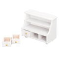 Mini Cabinet, Composite Wood Stylish Well Workmanship Gorgeous Doll House White Cabinet for Shower Room for Girls. 
