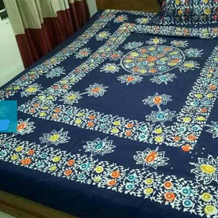 Blue Colour Combined Mombatic Bedsheets