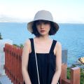 Solid Color Women Bucket Hat Summer Foldable Sunscreen Panama Fisherman Hat Female Outdoor Sun Prevent Hat Travel Beach Cap. 