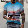 PARIS The Eiffel Tower printed 3D tshirt short sleeve o-neck T-shirt men casual fashion Harajuku unisex oversized T shirt.