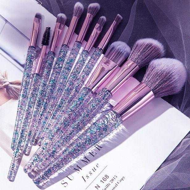 Glitter Beautiful crystal style makeup brushes ( 10 pcs brush set