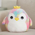 Athoinsu Cute Penguin Throw Pillow Cotton Filled Round Cushion Rainbow Pink Soft Safe Children Plush Toy Sofa Cushion Home Decor. 
