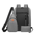 2024 cross-border new three-piece business backpack men's large-capacity casual computer bag multi-functional charging school bag. 