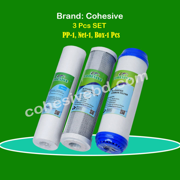 Water Purifier Filter Accessories 03 Pieces Set 10 Inch ( 01 PP, 01 GAC, 01 CTO) Brand: Cohesive. Water Filter kit