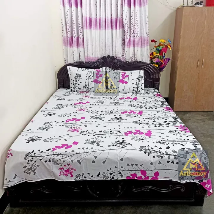 Digital%20Home%20Tex%20Cotton%208.5/7.5%20Feet%20Double%20Size%20Bedsheet%20With%20Two%20Pillow%20Covers%20-%20Image%202