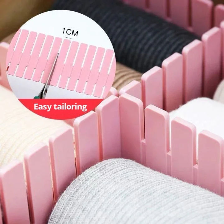 6%20/%20pcs%20%20Pieces%20Adjustable%20Drawer%20Divider%20Partition%20Durable%20Storage%20Cosmetic%20Socks%20Underwear%20Drawer%20Clothes%20Organizer%20Cabinets%20-%20Image%203