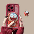 Phone Case For Oppo A16 A17 A53 A55 A18 A38 A76 A74 A12 A54s A1k A77 A95 A3s A5s A16s A31 A52 A16K A96 A17k A9 A16E A77s Casing Cute Smile Angel Eyes Cartoon Doraemon Wine Red Soft Fashion Shockproof Silicone Cover Couple.