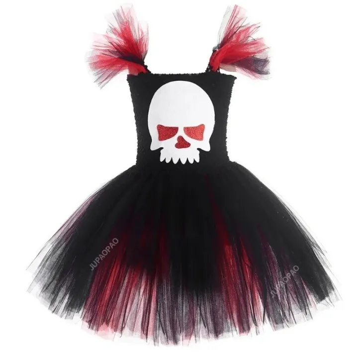 Scary%20Skull%20Ghost%20Costume%20for%20Girls%20Halloween%20Day%20of%20The%20Dead%20Horror%20Clothes%20Black%20Red%20Kids%20Carnival%20Party%20Fancy%20Tutu%20Dress%20Up%20-%20Image%205
