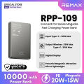 REMAX RPP-109 Vocard Pro Series Ultra Slim 20W PD Magnetic Wireless Metal Body 10000mAh Power Bank - Grey. 