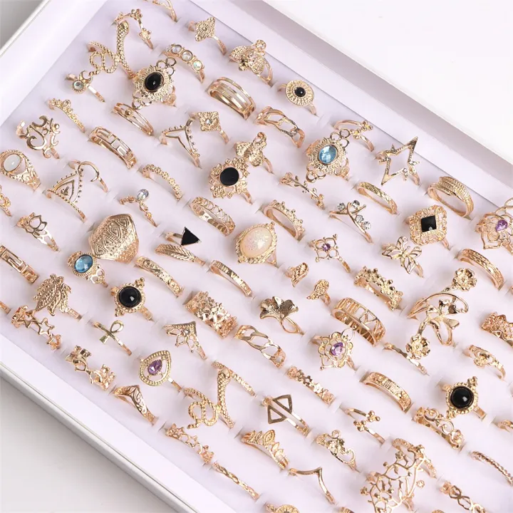 Pack%20of%2030pieces%20Women's%20Fashion%20Bohemia%20Flower%20Animal%20Leaf%20Love%20Snake%20Crown%20Diy%20Jewelry%20Finger%20Rings%20Mix%20Different%20Style%20-%20Image%203
