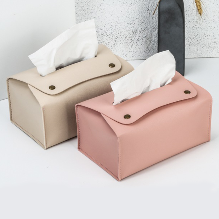 Stylish Tissue bag Elegant Multifunctional PU leather napkin holder Portable Compact Foldable tissue box for Home decoration