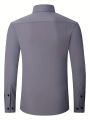 Men's Easy Care Non-iron Solid Dress Shirt Slim Fit Long Sleeve Male Business Formal Shirt Pocketless Design Stretch Shirts.