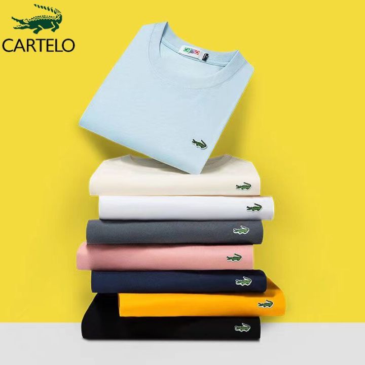 CARTELO Brand Clothing Men's T-Shirts Summer New Short Sleeve Authentic Embroidered Cotton Round Neck Casual Bottoming Shirt