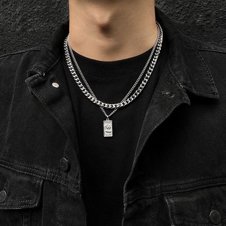 %E3%80%90Ready%20Stock%E3%80%91%20Love2Self%20X080%20Stainless%20Steel%20Non%20Tarnish%20Chain%20Necklace%20Double%20Layered%20Protrait%20Pendant%20Necklace%20for%20Men%20and%20Women%20-%20Image%202