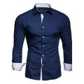 Casual Men's Long Sleeve Shirts Contrast Color Single Breasted Lapel Collar Shirt And Blouse Tops Slim Shirt For Men.
