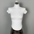 Sexy Hot Girl Skinny Slimming Big Chest Temperament Wild Turtleneck Short Sleeve T T-shirt Top Women's Clothing.