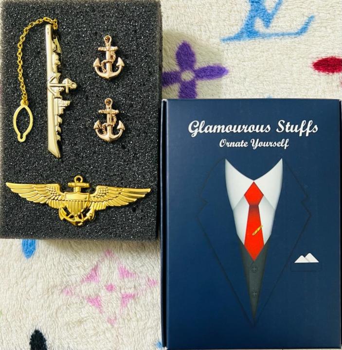 Marine/Naval%20Ship%20+%20Anchor%20Cufflinks%20with%20Anchor%20Wings%20Brooch%20%E2%80%93%203-Piece%20Set%20for%20Men%E2%80%99s%20Suit%20&%20Shirt%20Accessories%20-%20Image%202