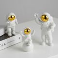 3pcs/set Craft Resin Astronaut Ornament Figure Statue Waterproof Exquisite Astronaut Decorative Ornament Creative Funny Spaceman Desktop Decor Modeling Kid.