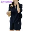 Women Summer Tracksuit 2-piece Women's Summer Tracksuit Set with Short Sleeve Top Elastic Waist Sweatpants Stylish Comfortable Outfit for Pure Color Sweatshirt Pants Set. 