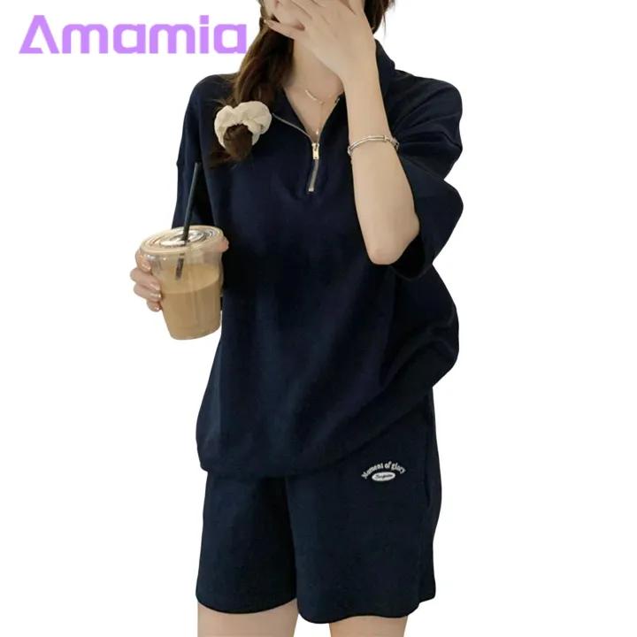 Women%20Summer%20Tracksuit%202-piece%20Women's%20Summer%20Tracksuit%20Set%20with%20Short%20Sleeve%20Top%20Elastic%20Waist%20Sweatpants%20Stylish%20Comfortable%20Outfit%20for%20Pure%20Color%20Sweatshirt%20Pants%20Set%20-%20Image%202