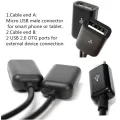 Dual Micro USB OTG Hub Host Adapter Cable for Tablet PC and Smart Phone. 