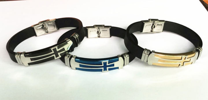 Personality%20retro%20simple%20cross%20men's%20bracelet%20Korean%20fashion%20trendy%20men's%20silicone%20bracelet%20cross-border%20spot%20-%20Image%205