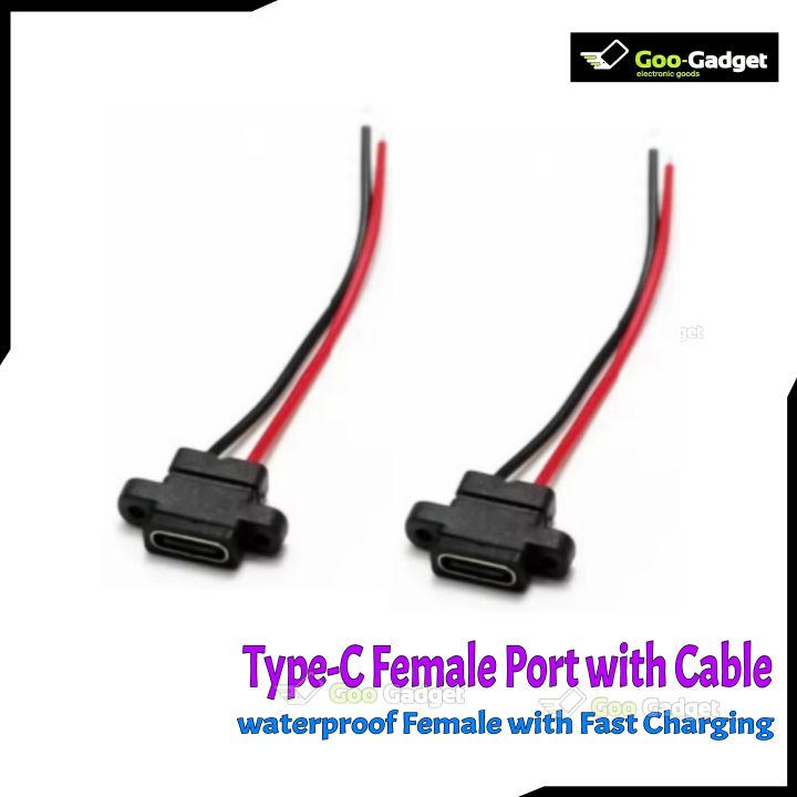 Type-C 2-Pin Waterproof Female USB-C Socket Port with Screw Hole | Fast Charging Interface USB Connector with Cable