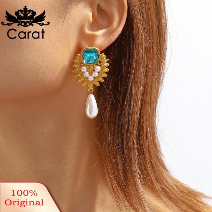 Carat Stud Earrings Medieval High Gloss Faux Pearl Women Earrings