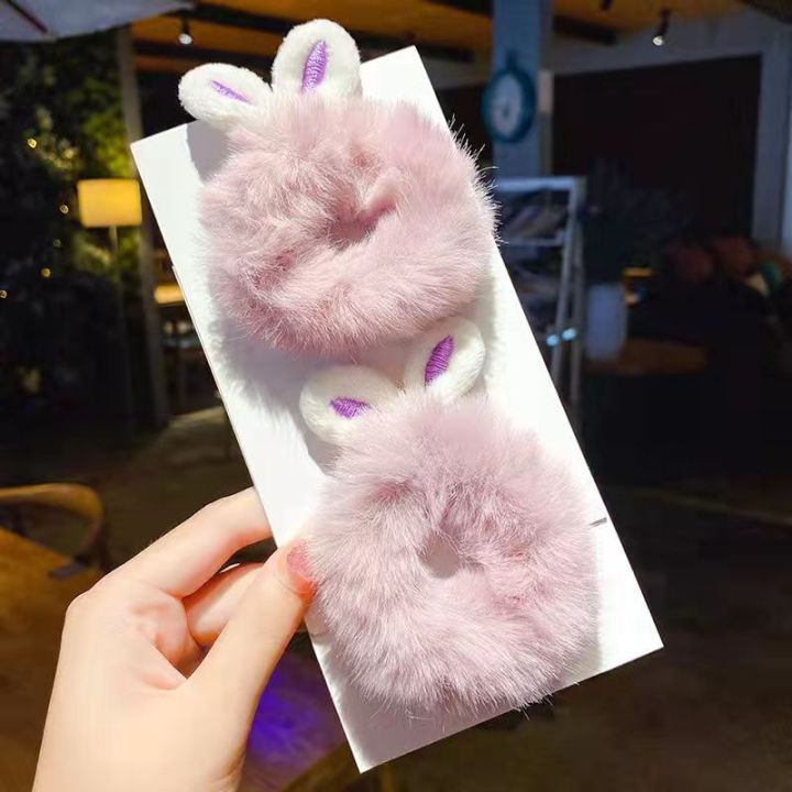 Head rope simple Korean new rabbit ears plush hair ring children's cute ...