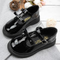 KIDSUN Fashion Children's Shoes Simple Bow Buckle Black Leather Shoes Classic Cute Versatile Princess Dress Shoes. 