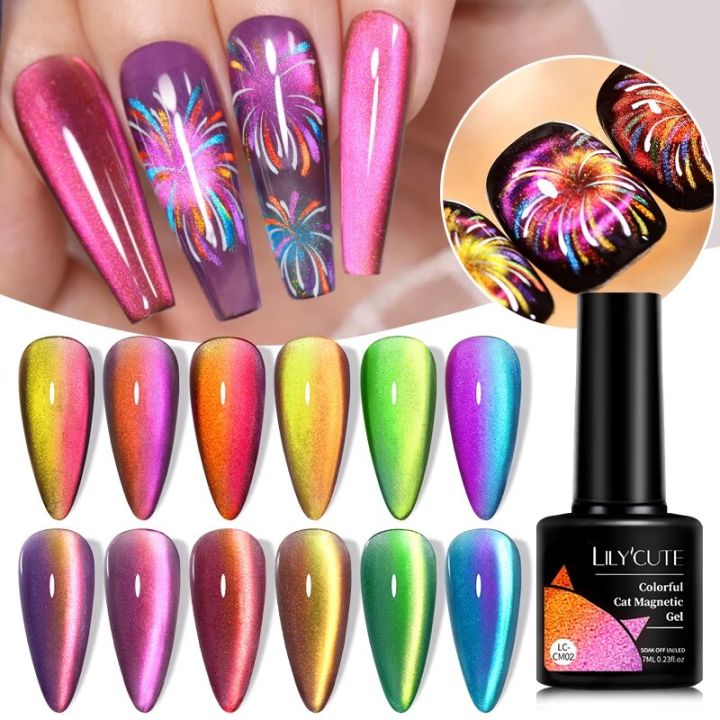 LILYCUTE%20Sparkling%207ml%20Cat%20Magnetic%20Gel%20Nail%20Polish%20Double%20Light%20Rainbow%20Effect%20Semi%20Permanent%20Soak%20Off%20UV%20LED%20Varnish%20Manicure%20-%20Image%203