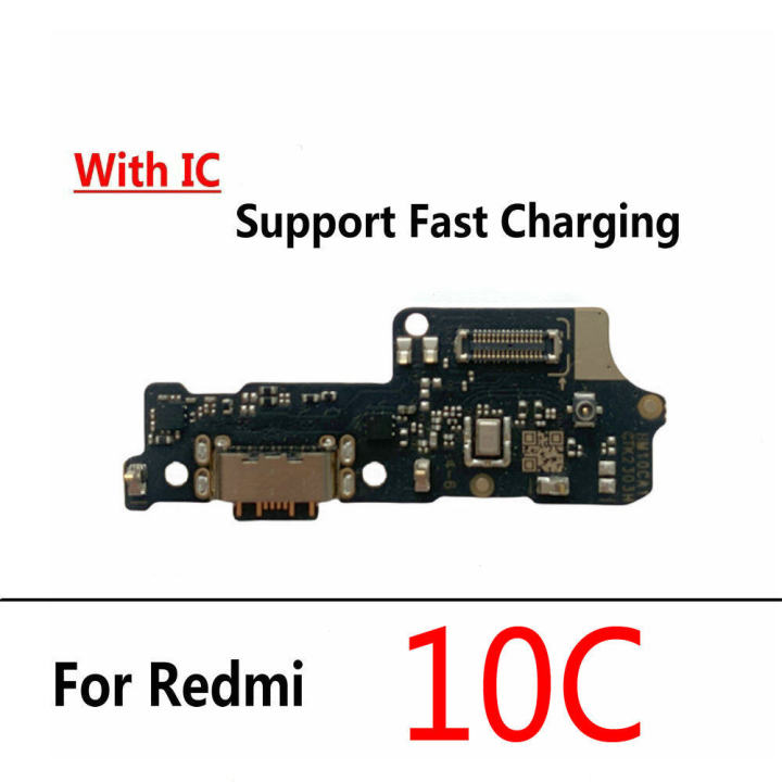 For Xiaomi Redmi 10C 10A 10 USB Charger Port Connector Dock Charging Board Flex Cable With Microphone ( with IC Suport Fast Charge )