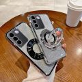 lthmy for Vivo v27e V2237 casing electroplating soft glitter TPU phone back cover phone case magnetic bracket.