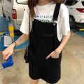 Summer Korean Style Large Size Loose Slimming Denim Suspender Skirt Women's Small All-Matching Youthful-Looking Suspenders Jumpsuit Short Skirt Fashion.