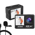 Ausek Q60TR 4K Ultra HD Touch Dual Screen selfie-time action camera With Extranal microphone. 