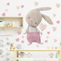 60×40Cm Cute Pink Rabbit Love Balloon Wall Stickers Poster Art Car Decal Kids Room Decoration Favors Wallpaper 1Pcs.