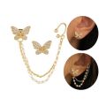 Trendy Fashionable Korean Elegant Cute Rhinestone Butterfly Pearl Stud Earrings for Girls Simple Stylish Fashion - Earring for Women New Collection. 